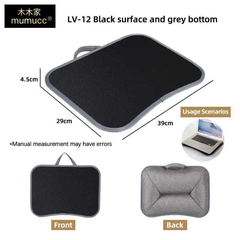 Cushioned Laptop Lap Desk with Wood Surface & Built-In Mouse Pad-LV-32 grey