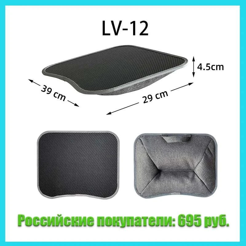 Cushioned Laptop Lap Desk with Wood Surface & Built-In Mouse Pad-LV-32 grey