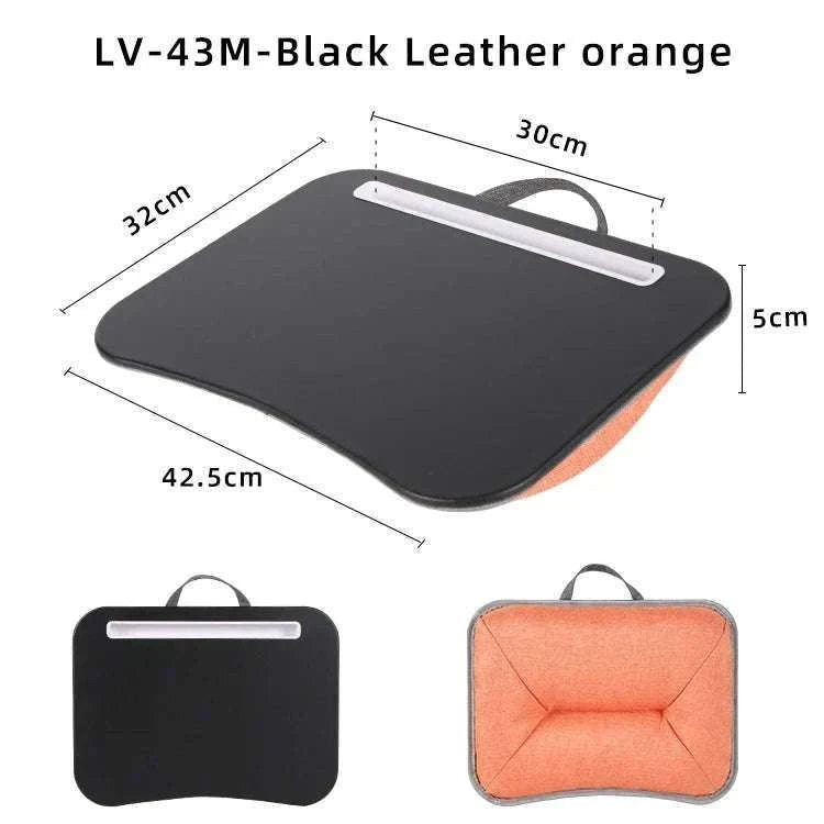 Cushioned Laptop Lap Desk with Wood Surface & Built-In Mouse Pad-LV-32 grey