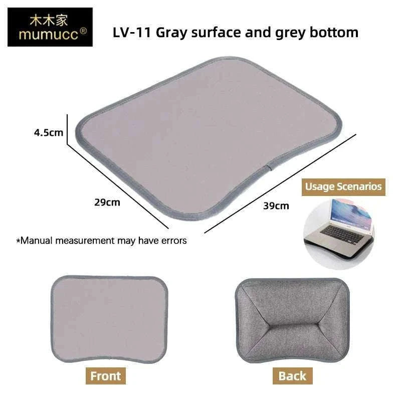 Cushioned Laptop Lap Desk with Wood Surface & Built-In Mouse Pad-LV-32 grey