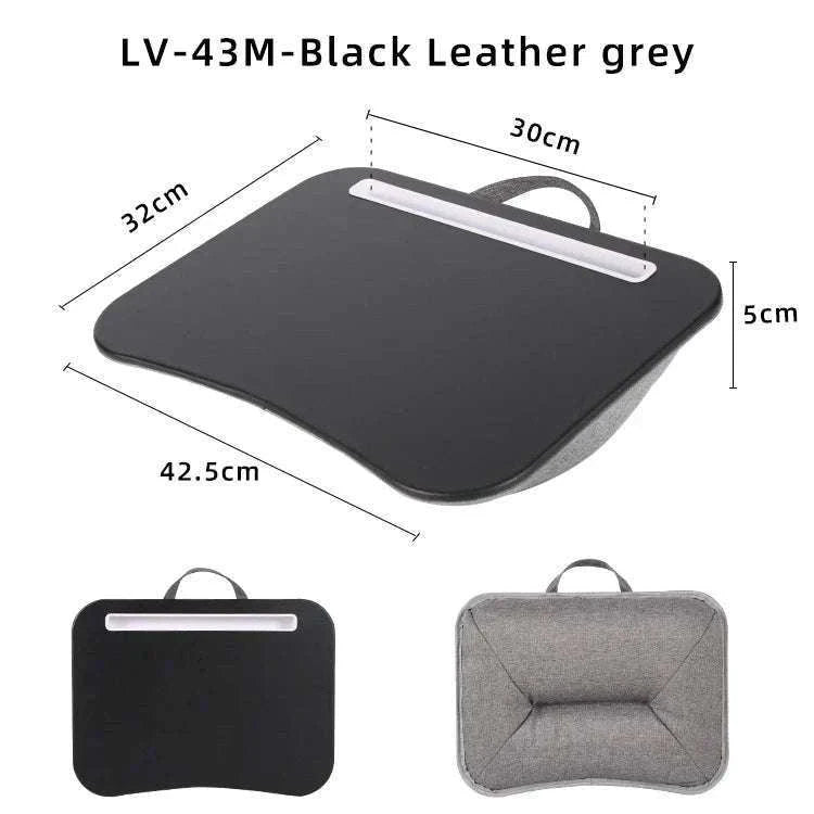 Cushioned Laptop Lap Desk with Wood Surface & Built-In Mouse Pad-LV-32 grey