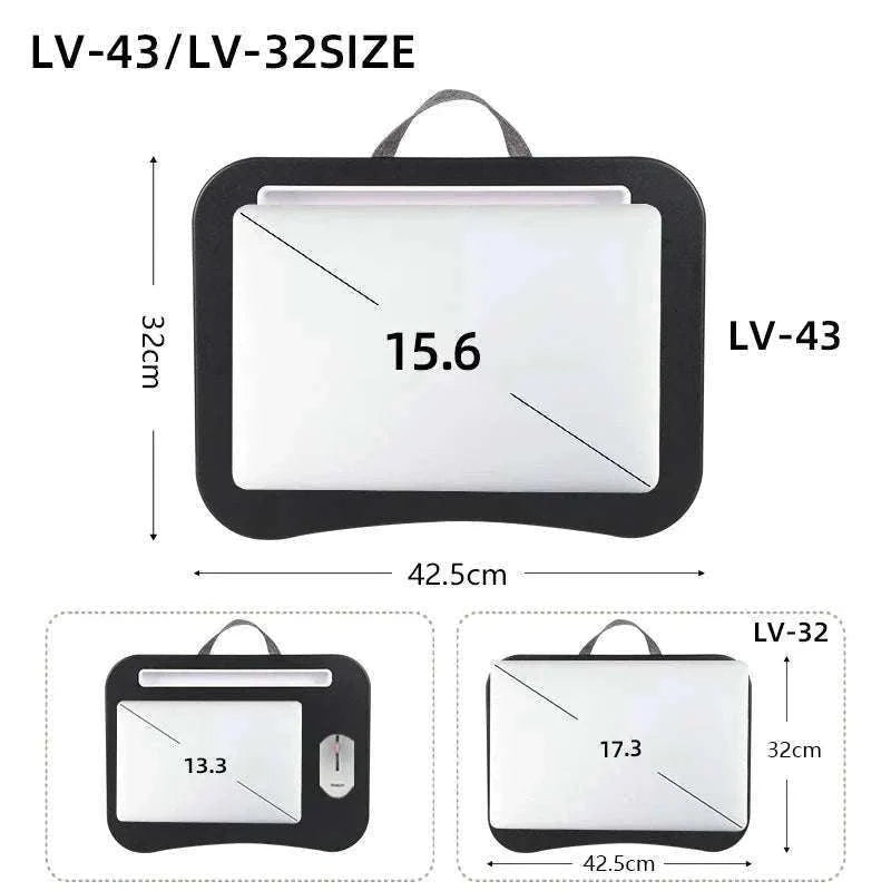Cushioned Laptop Lap Desk with Wood Surface & Built-In Mouse Pad-LV-32 grey