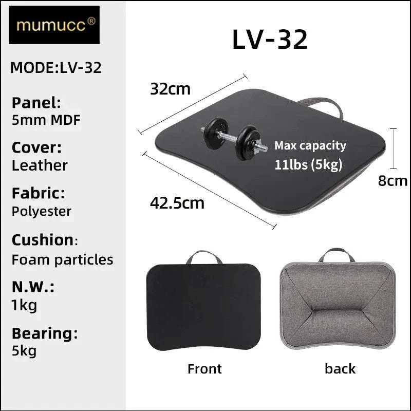 Cushioned Laptop Lap Desk with Wood Surface & Built-In Mouse Pad-LV-32 grey