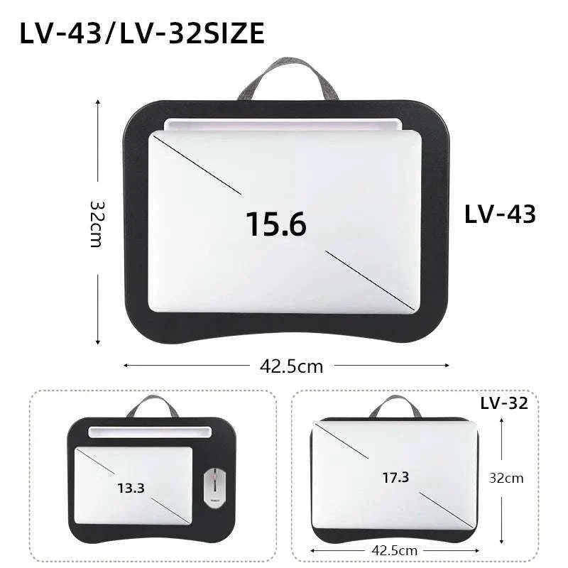 Cushioned Laptop Lap Desk with Wood Surface & Built-In Mouse Pad-LV-32 grey