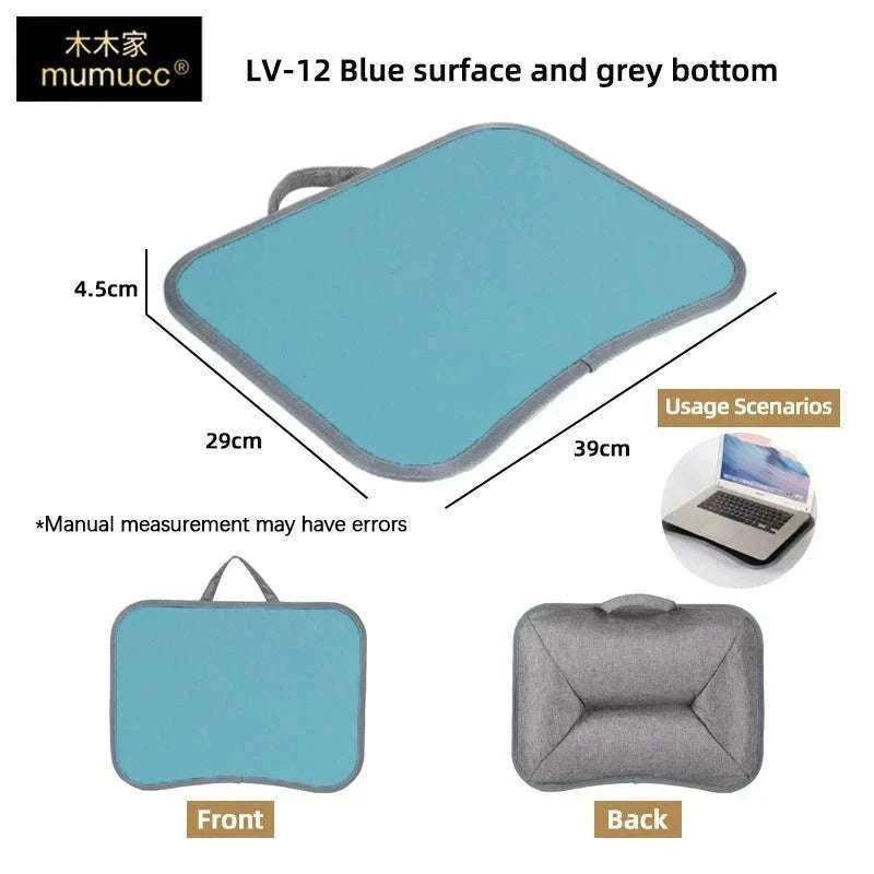 Cushioned Laptop Lap Desk with Wood Surface & Built-In Mouse Pad-LV-32 grey
