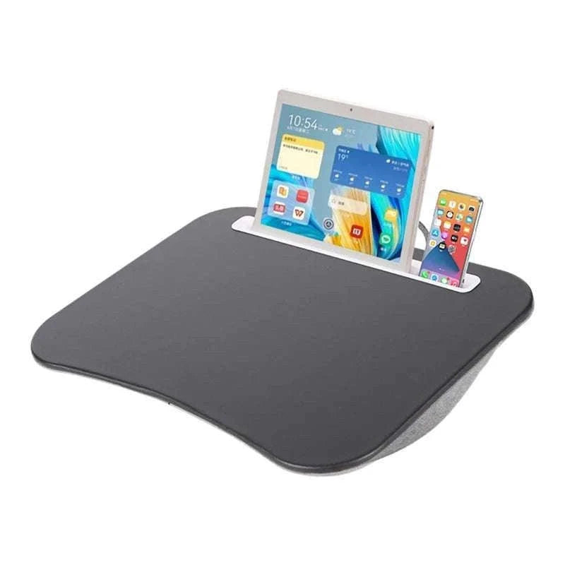 Cushioned Laptop Lap Desk with Wood Surface & Built-In Mouse Pad-LV-32 grey