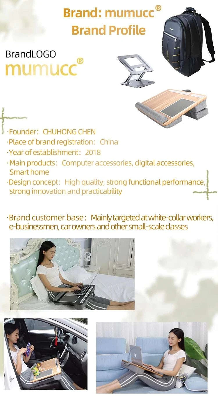 Cushioned Laptop Lap Desk with Wood Surface & Built-In Mouse Pad-LV-32 grey