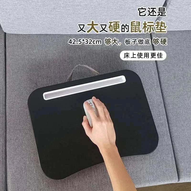 Cushioned Laptop Lap Desk with Wood Surface & Built-In Mouse Pad-LV-32 grey