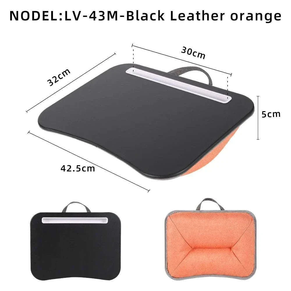 Cushioned Laptop Lap Desk with Wood Surface & Built-In Mouse Pad-LV-32 grey