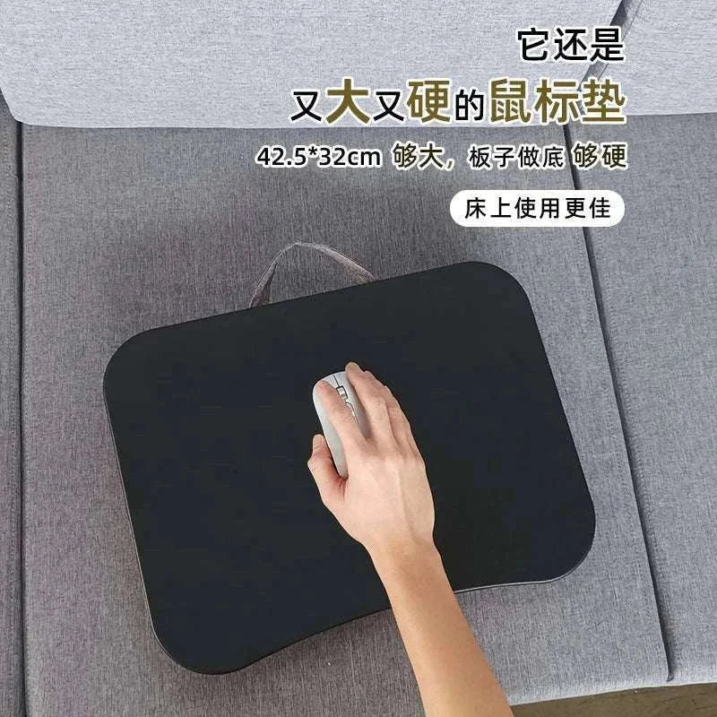 Cushioned Laptop Lap Desk with Wood Surface & Built-In Mouse Pad-LV-32 grey