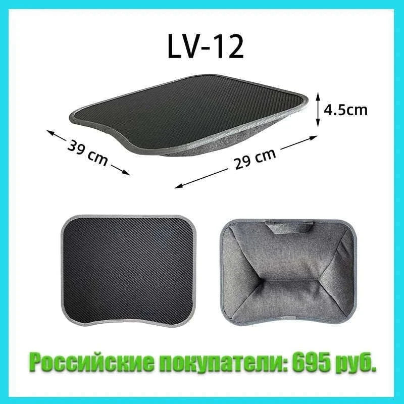 Cushioned Laptop Lap Desk with Wood Surface & Built-In Mouse Pad-LV-32 grey