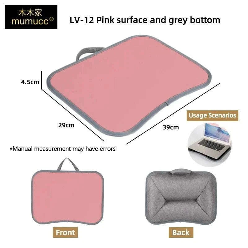 Cushioned Laptop Lap Desk with Wood Surface & Built-In Mouse Pad-LV-32 grey