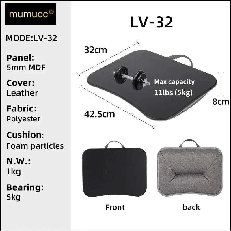 Cushioned Laptop Lap Desk with Wood Surface & Built-In Mouse Pad-LV-32 grey
