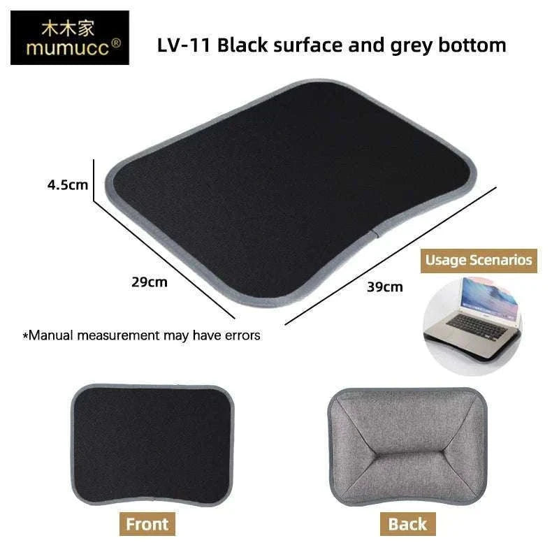 Cushioned Laptop Lap Desk with Wood Surface & Built-In Mouse Pad-LV-32 grey