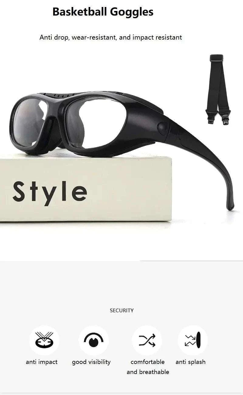 Customizable Basketball Sports Goggles for Active Play-Gray / myopia -400