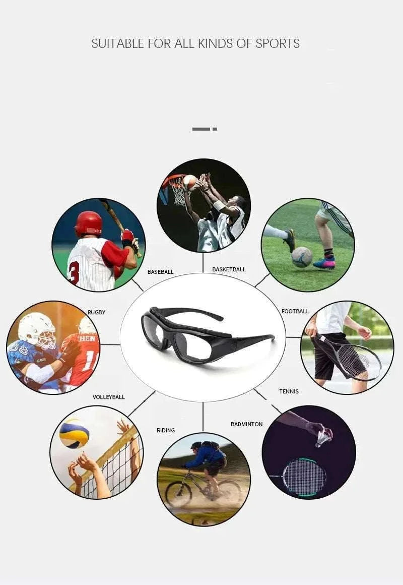 Customizable Basketball Sports Goggles for Clear, Secure Play-Gray / myopia -400