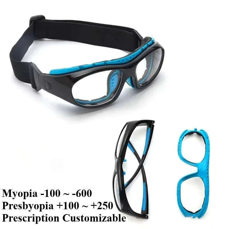 Customizable Basketball Sports Goggles for Clear, Secure Play-Gray / myopia -400