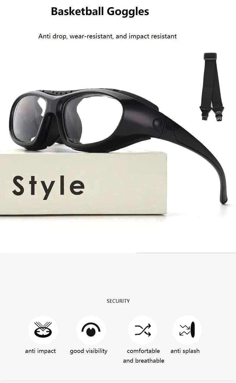 Customizable Basketball Sports Goggles for Clear, Secure Play-Gray / myopia -400