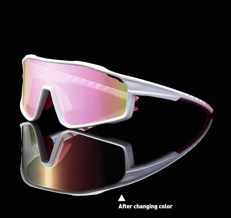 Customizable Prescription Sports Sunglasses with Photochromic Lenses-Black-Blue / myopia -5.5