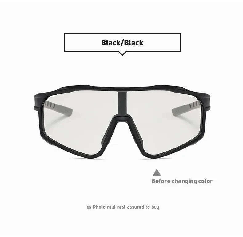 Customizable Prescription Sports Sunglasses with Photochromic Lenses-Black-Blue / myopia -5.5