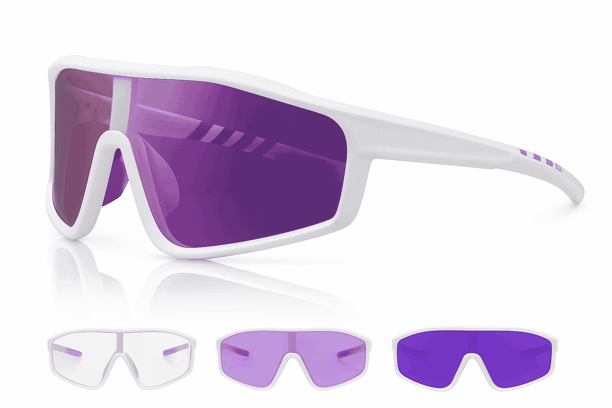 Customizable Prescription Sports Sunglasses with Photochromic Lenses-Black-Blue / myopia -5.5