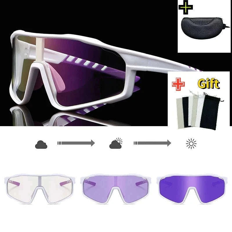 Customizable Prescription Sports Sunglasses with Photochromic Lenses-Black-Blue / myopia -5.5