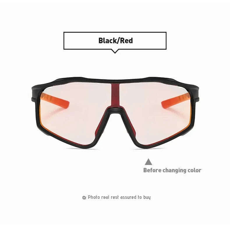 Customizable Prescription Sports Sunglasses with Photochromic Lenses-Black-Blue / myopia -5.5