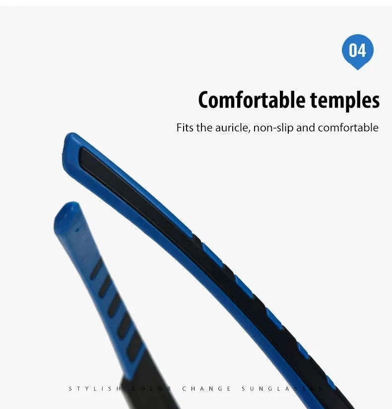 Customizable Prescription Sports Sunglasses with Photochromic Lenses-Black-Blue / myopia -5.5