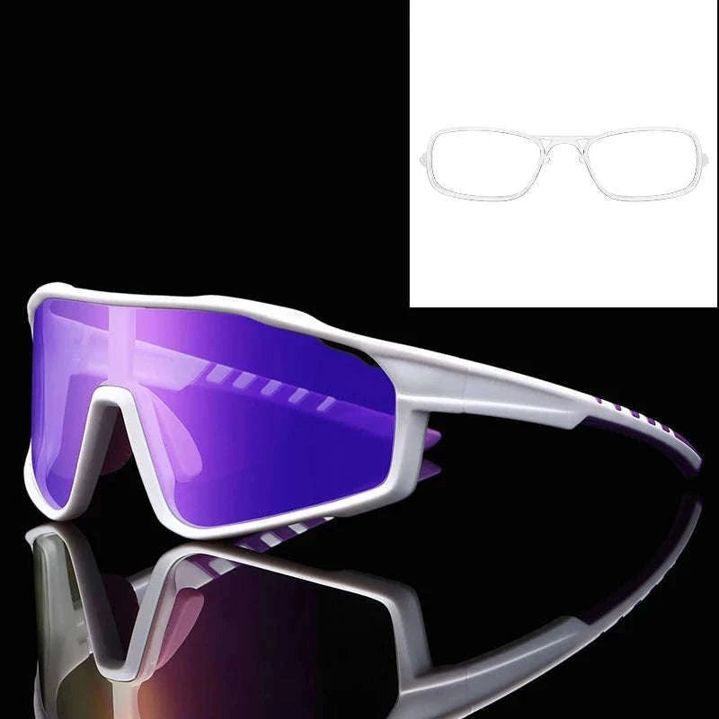 Customizable Prescription Sports Sunglasses with Photochromic Lenses-Black-Blue / myopia -5.5