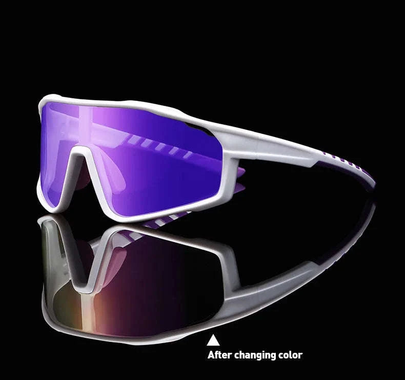 Customizable Prescription Sports Sunglasses with Photochromic Polarized Lenses-Black-Blue / myopia -5.5