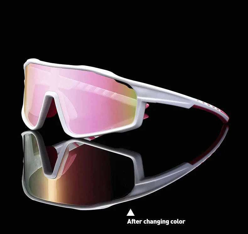 Customizable Prescription Sports Sunglasses with Photochromic Polarized Lenses-Black-Blue / myopia -5.5