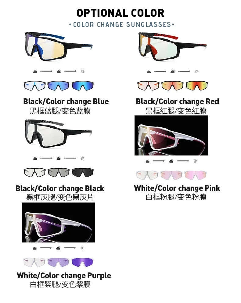 Customizable Prescription Sports Sunglasses with Photochromic Polarized Lenses-Black-Blue / myopia -5.5