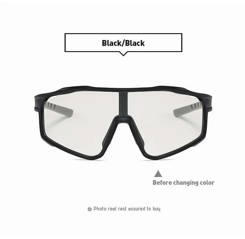 Customizable Prescription Sports Sunglasses with Photochromic Polarized Lenses-Black-Blue / myopia -5.5