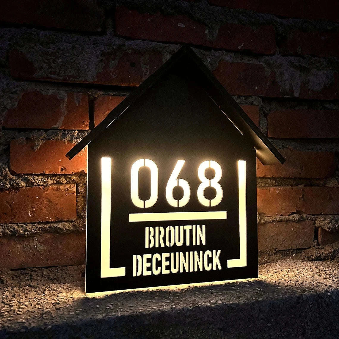 Customized Solar House Sign with LED Acrylic Address Numbers-19x23cm(7.5x9.1in)