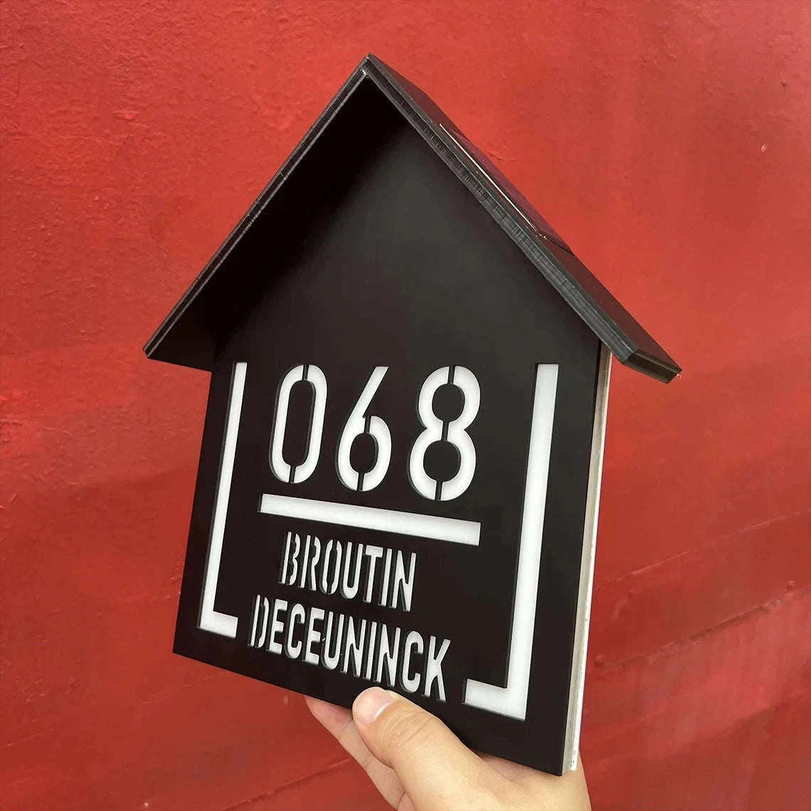 Customized Solar House Sign with LED Acrylic Address Numbers-19x23cm(7.5x9.1in)
