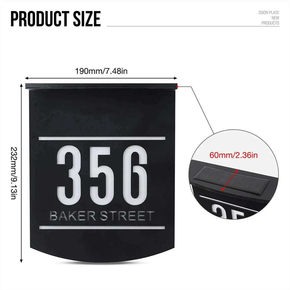 Customized Solar House Sign with LED Acrylic Address Numbers-19x23cm(7.5x9.1in)