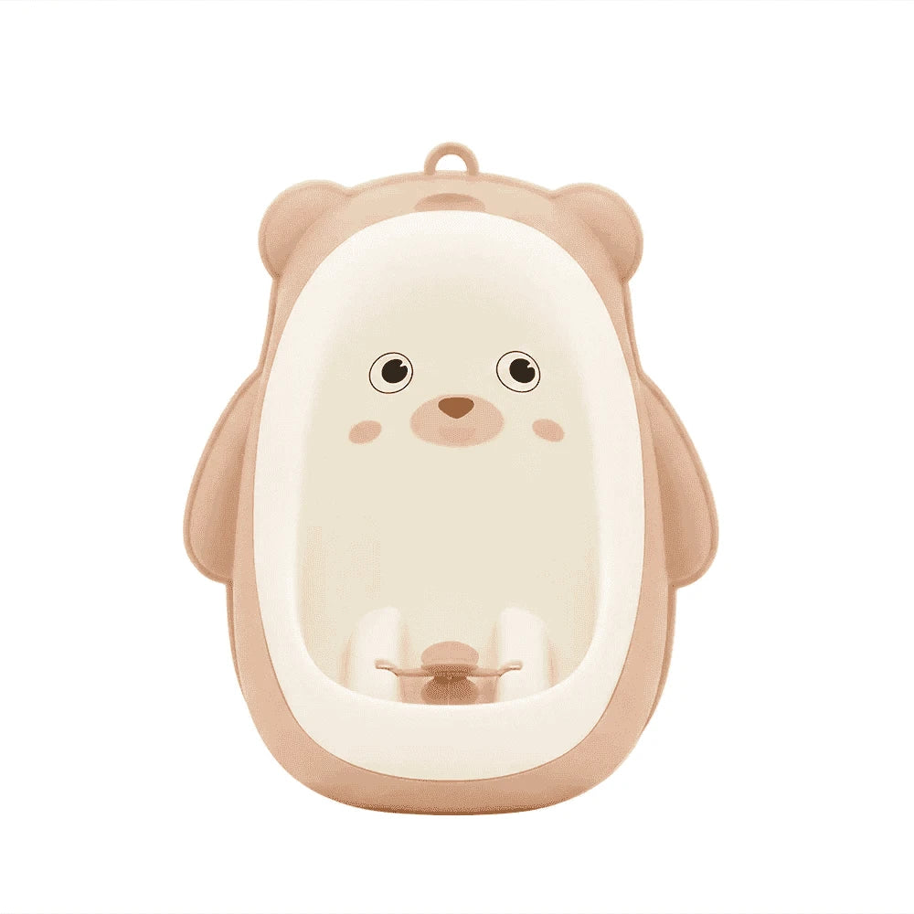 Cute Bear Kids Urinal with Spinner & Detachable Tank for Boys-YELLOW