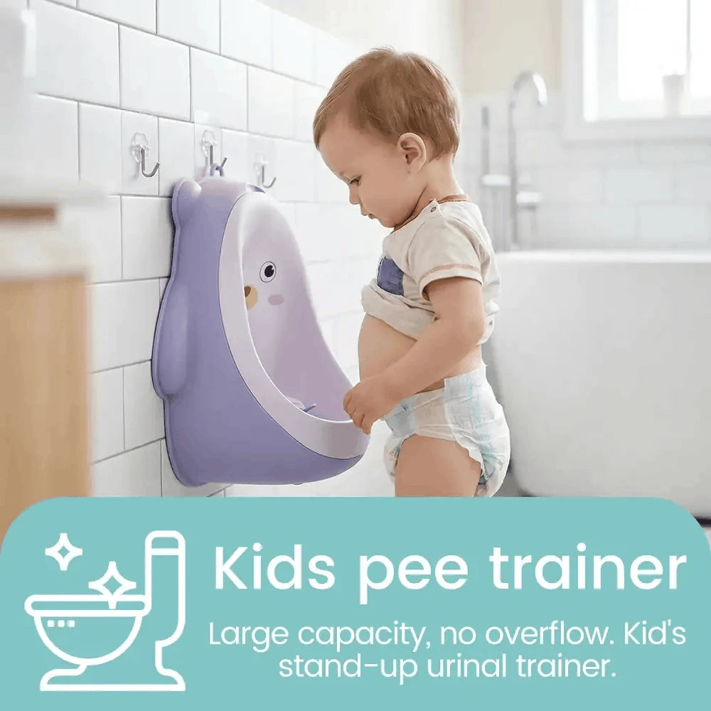 Cute Bear Kids Urinal with Spinner & Detachable Tank for Boys-YELLOW