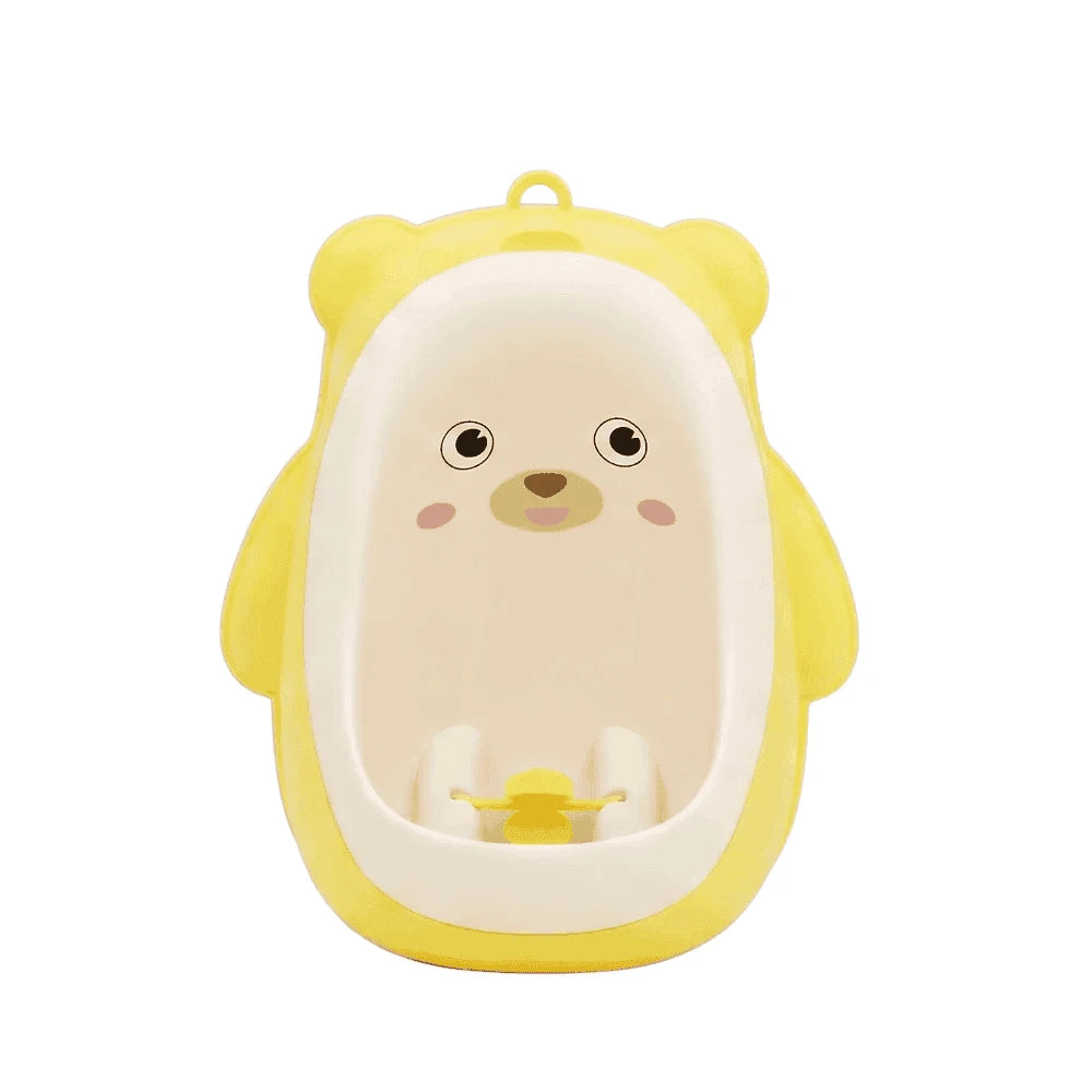 Cute Bear Kids Urinal with Spinner & Detachable Tank for Boys-YELLOW