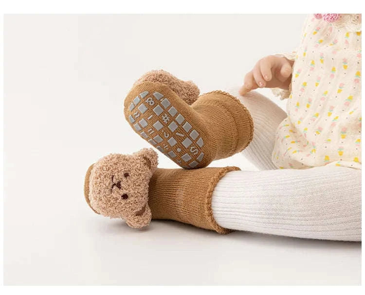 Cute Cartoon Bear Baby Socks-Khaki / 0-1Years(S)