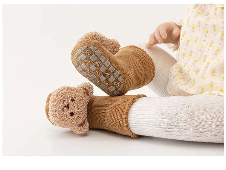 Cute Cartoon Bear Baby Socks-Khaki / 0-1Years(S)