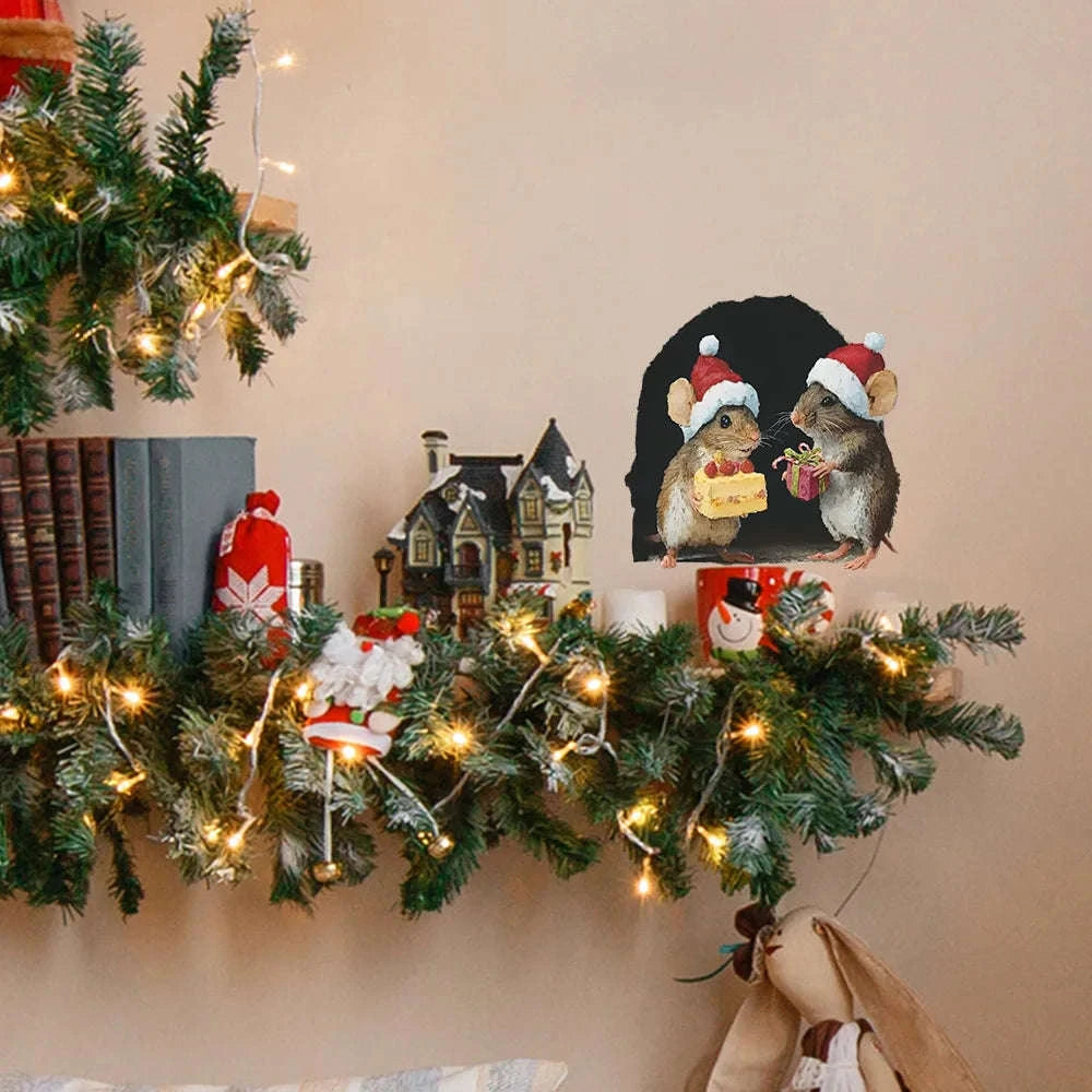Cute Christmas Mouse Wall Stickers-D
