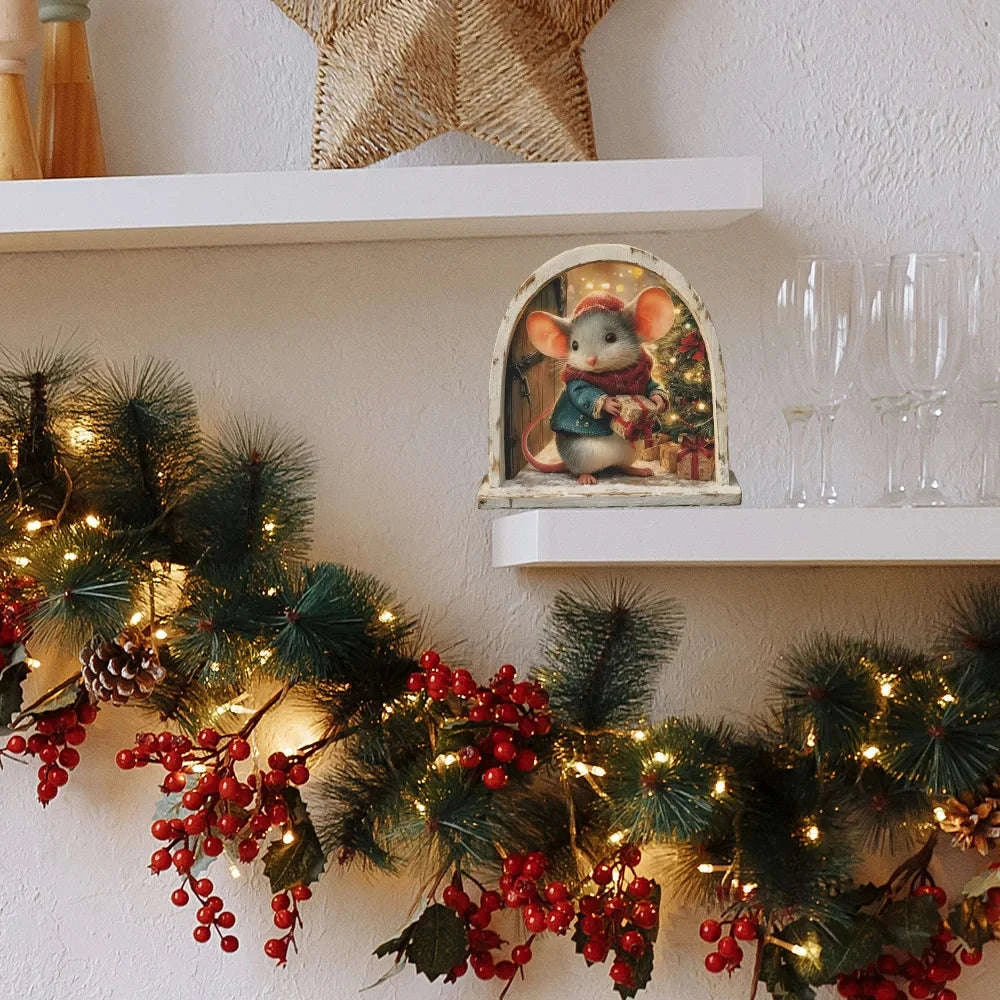Cute Christmas Mouse Wall Stickers-D