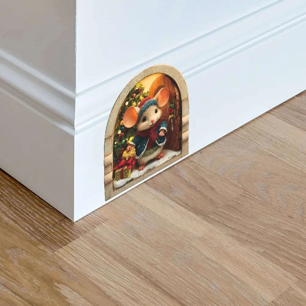 Cute Christmas Mouse Wall Stickers-D