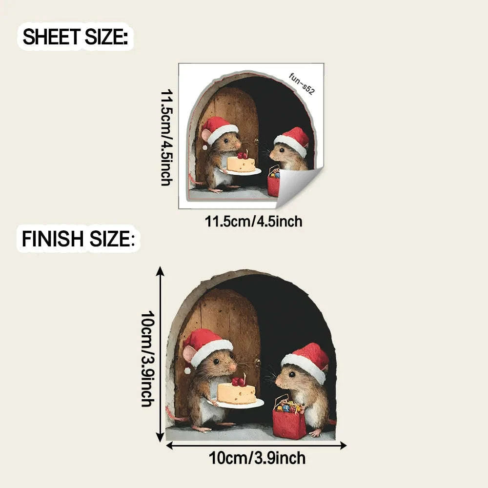 Cute Christmas Mouse Wall Stickers-D