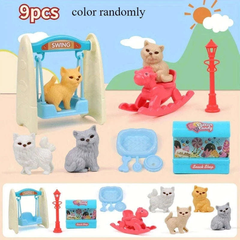 Cute Dog Doll Set with Basket and Play Scene-as pic