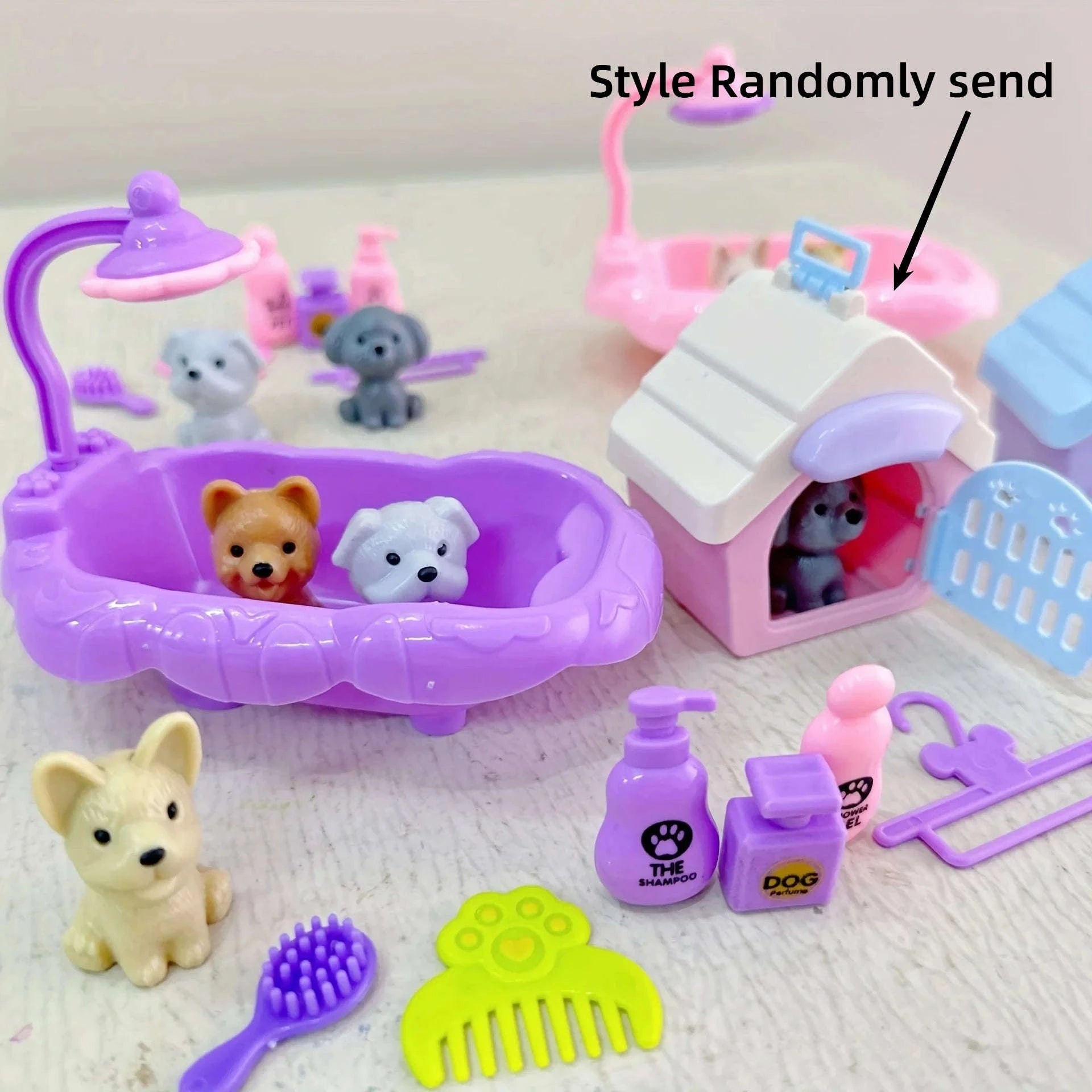 Cute Dog Doll Set with Pet Basket and Play Scene-as pic