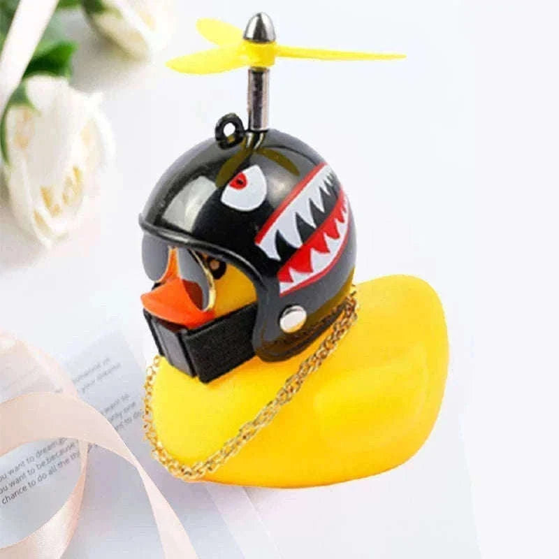 Cute Helmet Duck Car Decoration with Helmet, Propeller, Chain-Type14