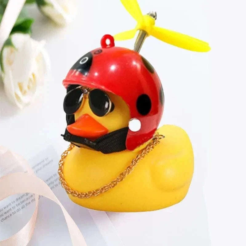 Cute Helmet Duck Car Decoration with Helmet, Propeller, Chain-Type14