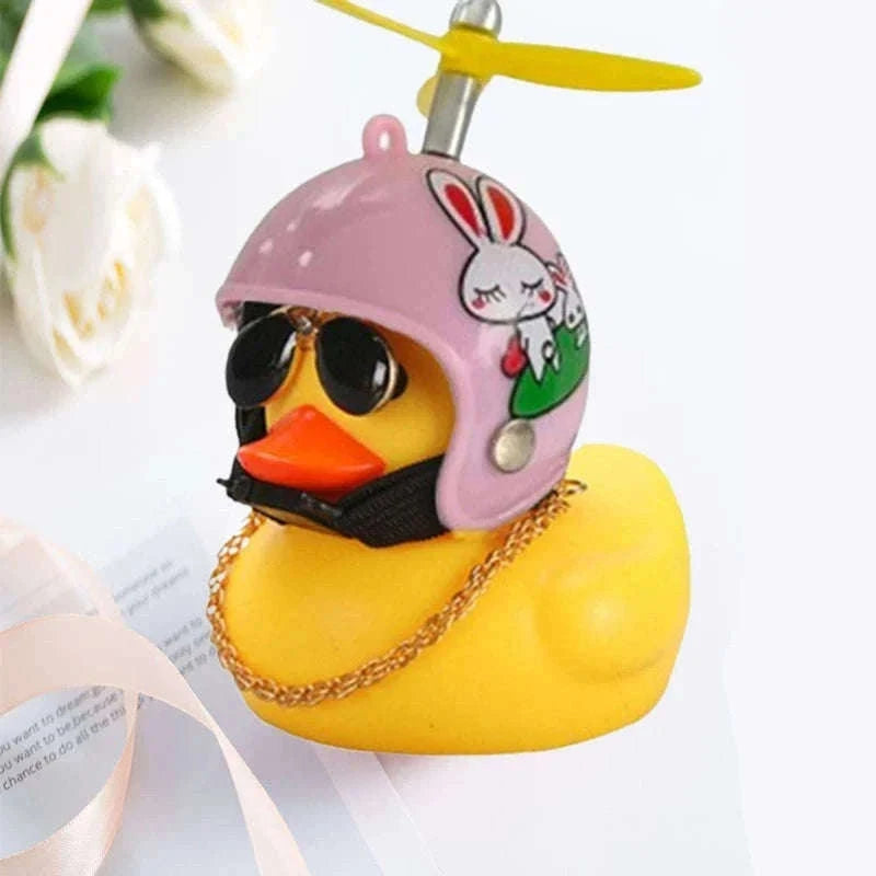 Cute Helmet Duck Car Decoration with Helmet, Propeller, Chain-Type14